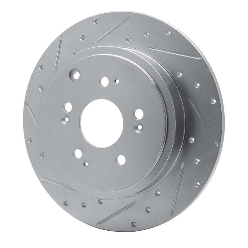 Honda Ridgeline Brake Rotor (1) - Rear Left - R1 Concepts - Drilled & Slotted - Silver - `06-`14